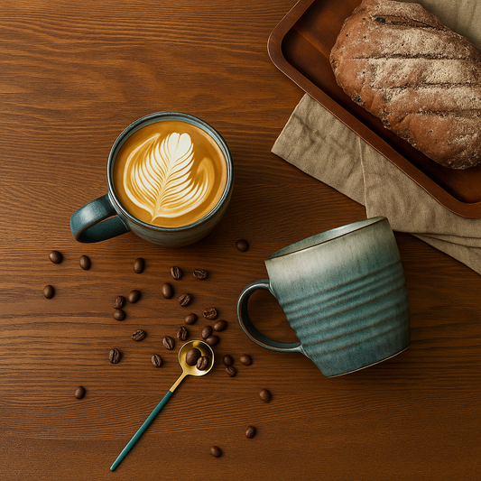 Ceramic Coffee Mugs Set of 4, 14 oz – Reactive Glaze Blue