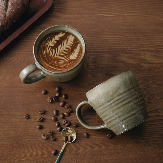 Ceramic Coffee Mugs Set of 4, 14 oz – Reactive Glaze Green