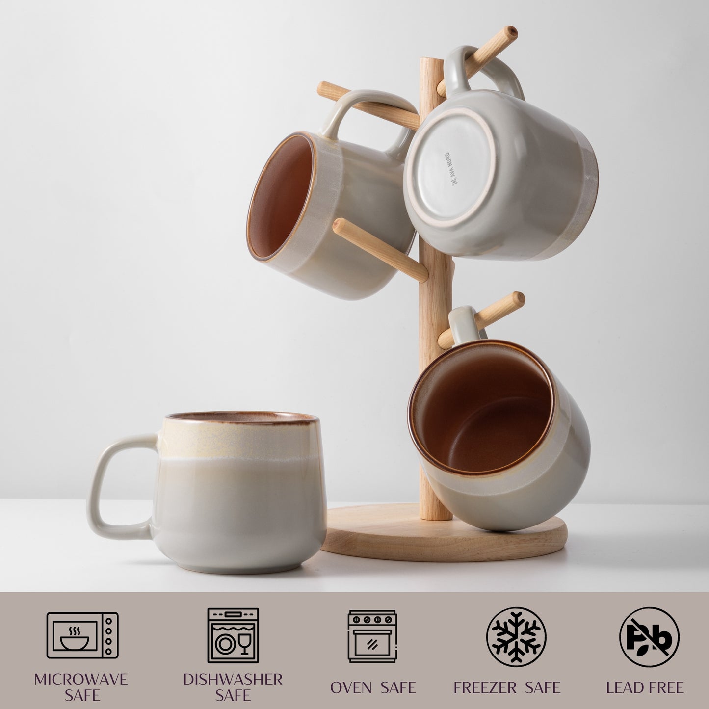 Ava Nord Ceramic Coffee Mugs Set of 4, 12 oz