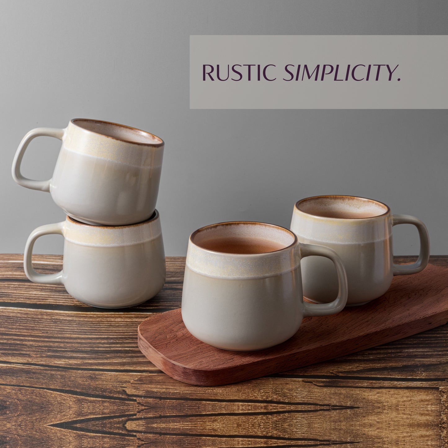 Ava Nord Ceramic Coffee Mugs Set of 4, 12 oz
