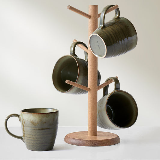 Ceramic Coffee Mugs Set of 4, 14 oz – Reactive Glaze Green
