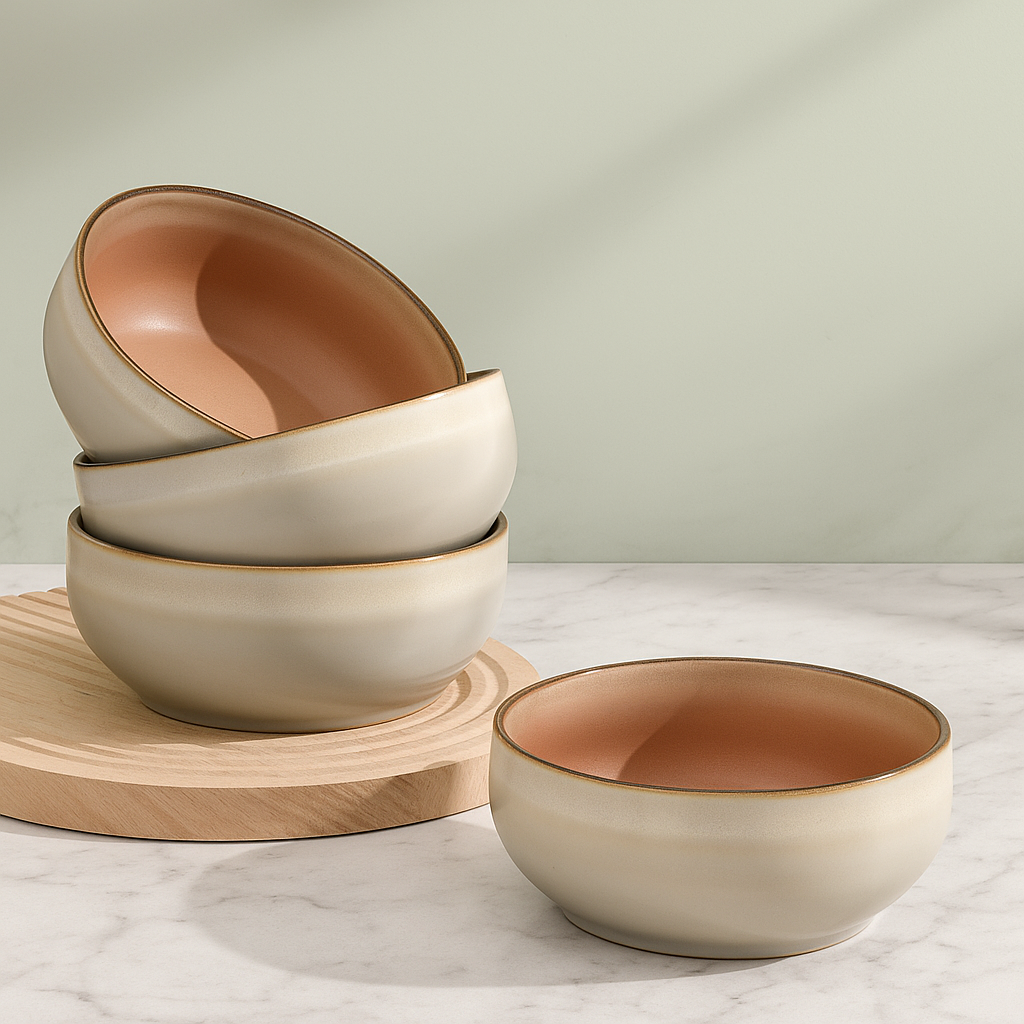 Ava Nord Sage Ash and Terracotta ceramic cereal bowls set of 4