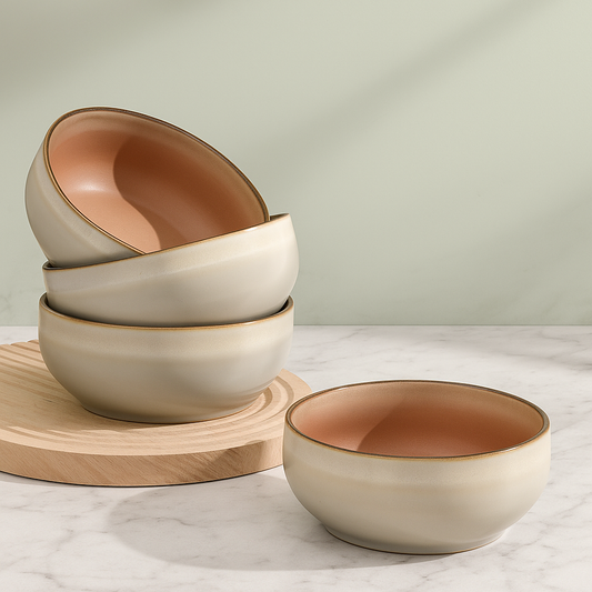 Ava Nord Sage Ash and Terracotta ceramic cereal bowls set of 4