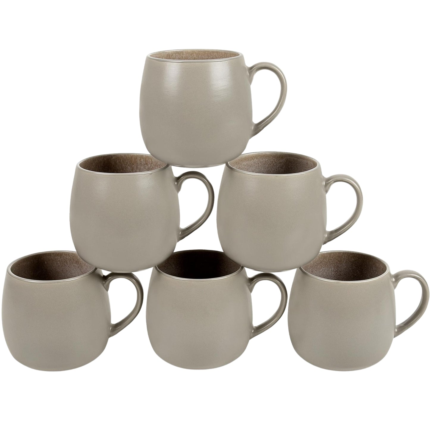 Ceramic Coffee Mugs Set of 6, 14 oz - Taupe
