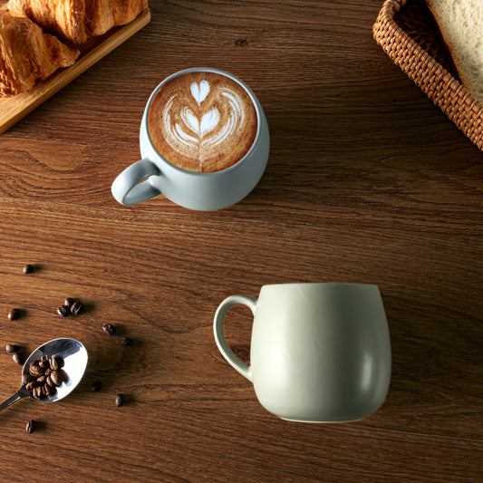 Ava Nord Ceramic Coffee Mugs Set of 6, 14oz - Modern Scandinavian Aesthetic Cup - Microwavable Stoneware Coffee Cups with Comfortable Handle - Tea Mug Set for Latte, Cappuccino, Soup - Taupe