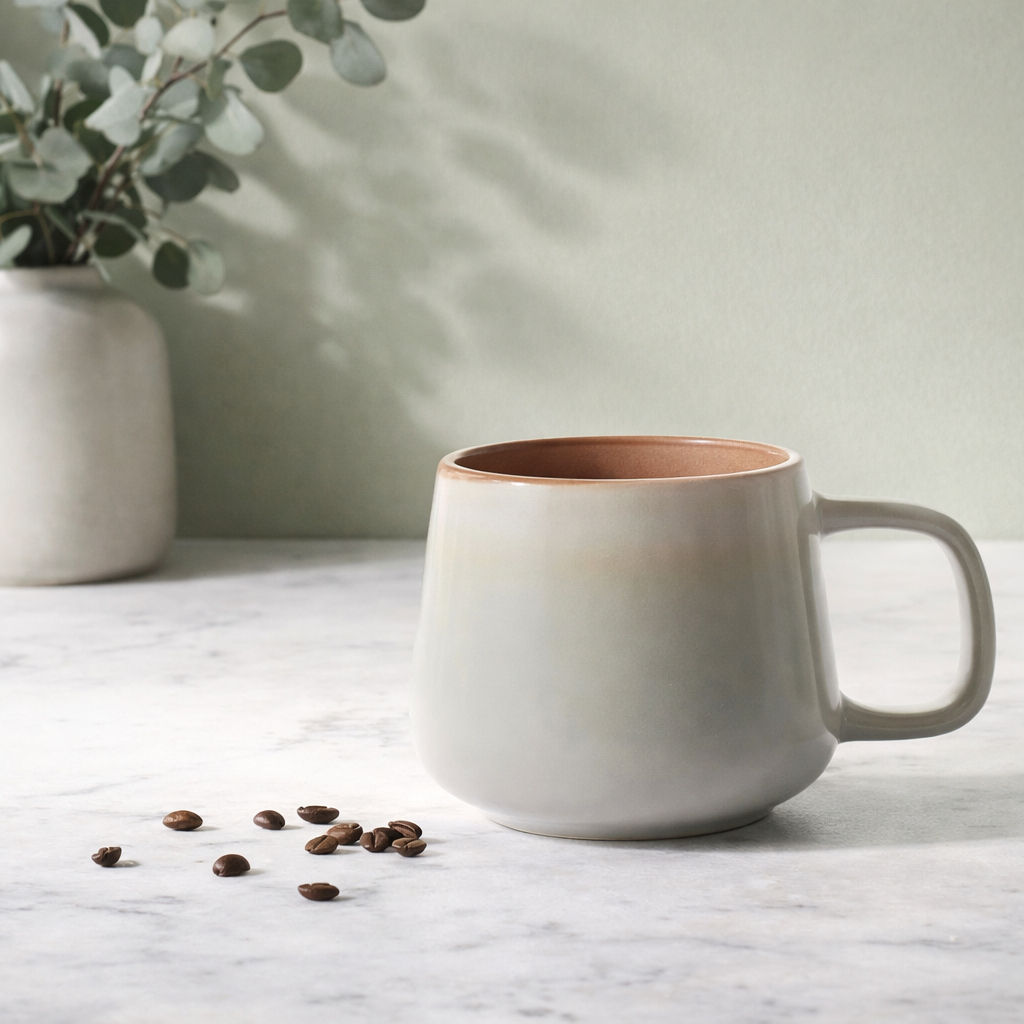 Stacked Ava Nord Sage Ash ceramic coffee mugs