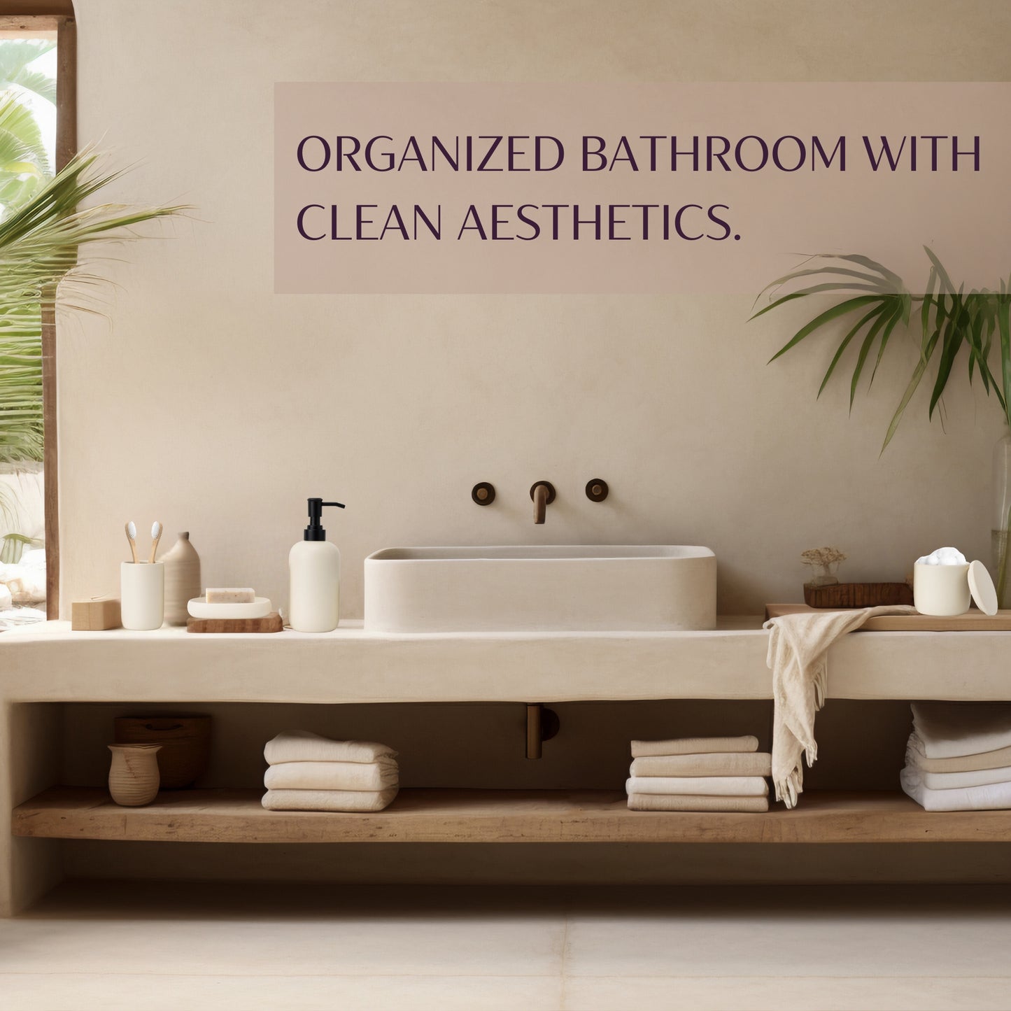 Ceramic Bathroom Accessories Set 4 Pcs -  Cream White/Beige