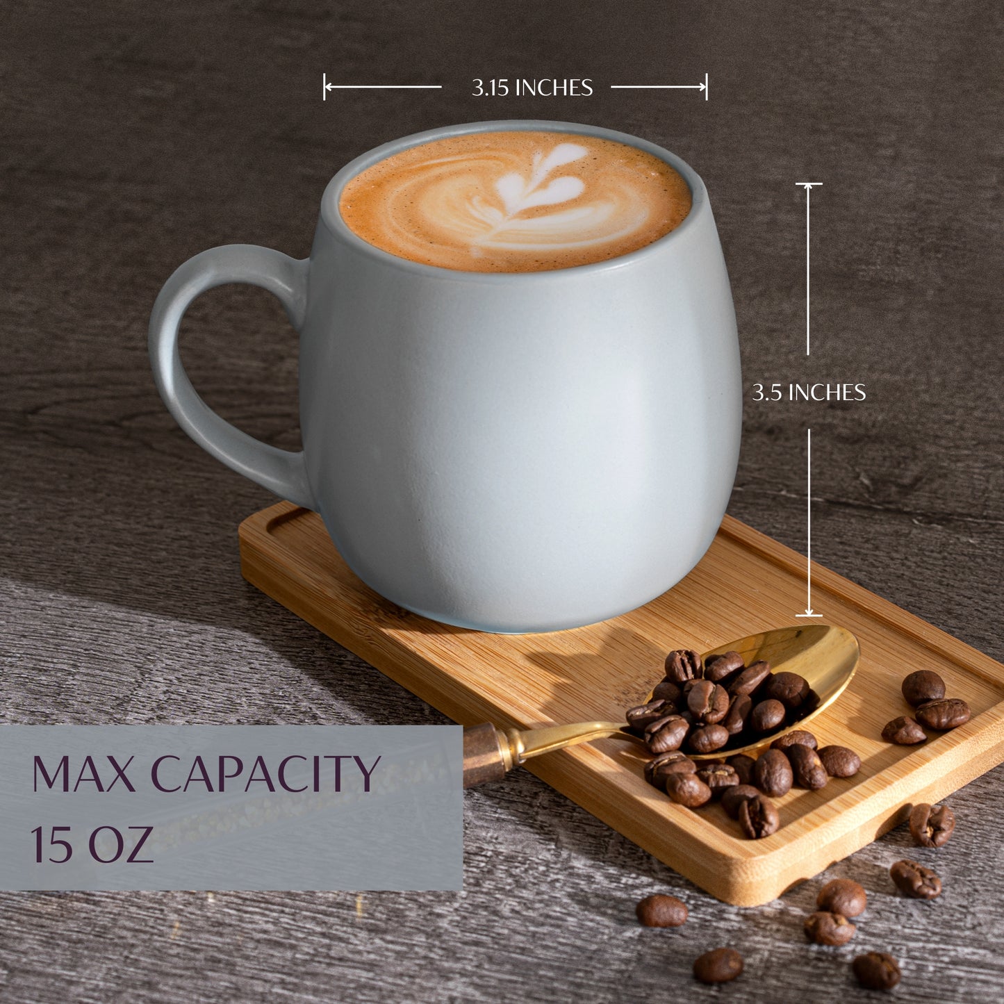 Ceramic Coffee Mugs Set of 6, 14 oz - Pale Blue