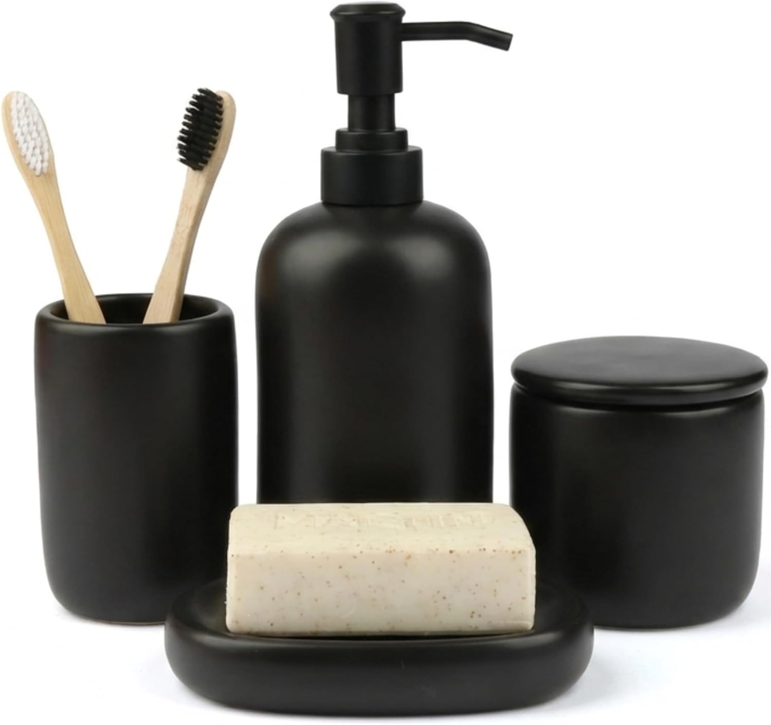 Ava Nord Black ceramic bathroom set