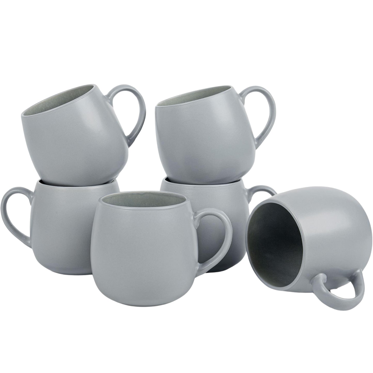 Ceramic Coffee Mugs Set of 6, 14 oz - Pale Blue